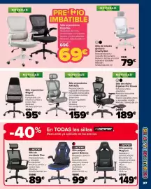 Folleto Carrefour Página 37: Gravity Red silla de estudio giratorio €79,00, Racing silla gaming magnum €149,00