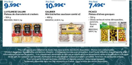 Catalogue Costco page 10: LA FELINESE SALUMI €9,99, GALIBIER Mini bûchettes saucisson comté €10,99