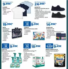 Catalogue Costco page 3: SANYTOL Nettoyant spray 4 en 1 €9,99, CARIOCA Bâton de détrempe solide €9,99