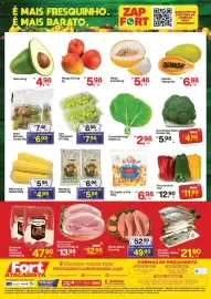 Tabloide Fort Atacadista Página 2: Mandioca €6,98, Abacate €4,98
