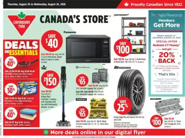Canadian Tire flyer week 34 Page 1: Maximum 1/2" Drive Tire Change Kit €99,99, Mastercraft 5-Shelf Metal & Wood Rack €129,99