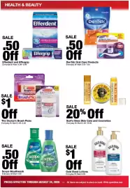 Bi-Mart weekly ad week 34 Page 22: Burt's Bees Skin Care and Cosmetics €19,99, The Doctor's Brush Picks €2,99