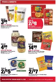 Bi-Mart weekly ad week 34 Page 6: Stonehedge Farms Popcorn Barrels €4,99, M&M's Party Size Bag €14,99