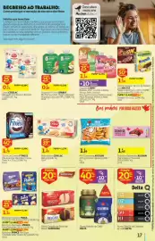 Folheto Auchan Página 17: Saqueta corny €1,34, Bolachas Cobertas MILKA Chocolate Mini Animais €1,34
