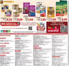 Volantino Eté Pagina 24: Migliorgatto vaschetta €0,35, Friskies cane secco active balance €8,99