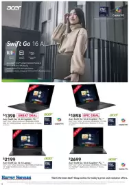 Harvey Norman catalogue Page 18: Acer Swift Go 16 AI Copilot+ PC €1.398,00, Acer Swift Go 16 AI Copilot+ PC €1.898,00