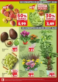 Kaufland gazetka tydzień 34 Strona 5: Brzoskwinie układane, luzem €5,99, Fiołek alpejski lub Kalanchoe €7,99