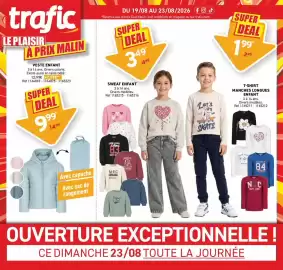 Catalogue Trafic semaine 34 page 15: SWEAT ENFANT €3,49, VESTE ENFANT €9,99
