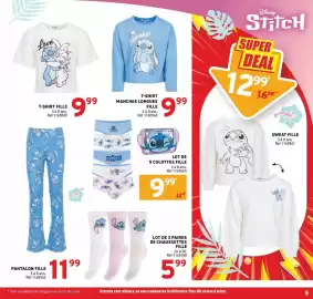 Catalogue Trafic semaine 34 page 19: Stitch Chaussettes €5,99, Stitch T-SHIRT MANCHES LONGUES FILLE €9,99