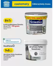 Castorama gazetka tydzień 34 Strona 33: Farba podkładowa Śnieżka Grunt €84,98, Akrylowa farba fasadowa GoodHome €148,00