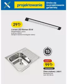 Castorama gazetka tydzień 34 Strona 20: Listwa LED Batten 18W czarna €29,98, Zlew stalowy Jabiri €99,98