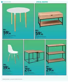 Catalogue Intermarché Express semaine 35 page 8: Console 3 etageres aliaj €29,90, Tables gigognes x2 aliaj €21,90