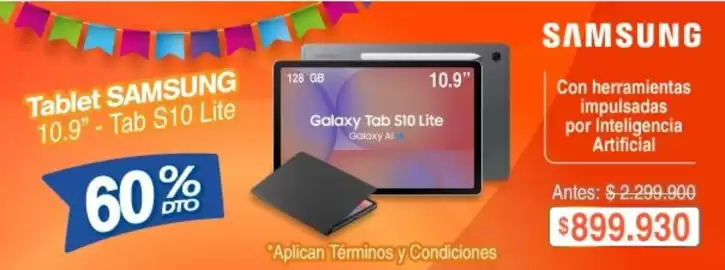 Catálogo Alkosto Página 4: Samsung - tablet 10.9 - tab s10 lite €899.930,00
