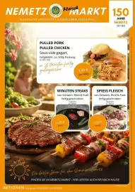 Nemetz Markt Flugblatt Seite 1: Spiess Fleisch von Schwein, Rind & Pute €14,99, Pulled Pork Pulled Chicken €5,49