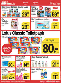 ABC Lavpris tilbudsavis uge 34 Side 10: Lotus Classic Toiletpapir €80,00, Duck WC Rens €11,98