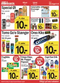 ABC Lavpris tilbudsavis uge 34 Side 4: Crispy Chips / Mr. Popgun Popcorn €10,00, Valsemøllen Brunsviger €10,00