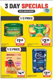 IGA catalogue Page 3: White Wings Premium Self Raising or Plain Flour €2,20, SPC Peaches €2,35
