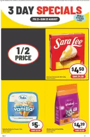 IGA catalogue Page 4: Whiskas Dry Cat Food €4,20, Sara Lee Cheesecake €4,50