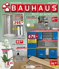 Bauhaus Flugblatt Seite 1: AUGUST/SEPTEMBER Gültig bis 08.09.2026 www.bauhaus.at BAUHAUS Komplettdusche inklusive Duschtasse