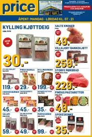 Price Lagerbutikk kundeavis Side 1: Hoff opphogde potteter originalen €35,00, Findus Chicken Shop Chicken Nuggets €45,00