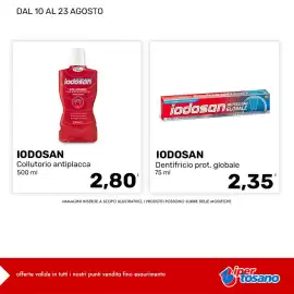 Volantino Iper Tosano settimana 34 Pagina 4: Iodosan collutorio antiplacca €2,80, Iodosan Dentifricio prot. globale €2,35