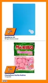 Volantino Action settimana 34 Pagina 2: Chamallows Haribo Rubino €1,19, Quaderno A4 €0,82