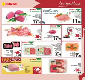 Volantino Conad Pagina 3: Carne Salada del Trentino Battuta a Coltello €3,49, Galletto Vallespluga con rosmarino €9,29