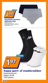 Action folder week 34 Pagina 11: Sensabelle seamless highwaist slips €2,49, Kappa sport- of sneakersokken €1,97
