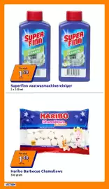 Action folder week 34 Pagina 12: Superfinn vaatwasmachinereiniger €1,59, Haribo barbecue chamallows €1,49