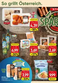 Spar Flugblatt woche 34 Seite 2: Bio-Knacker €3,69, SPAR BBQ Grillmix oder Käsegriller €2,69