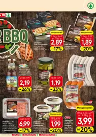 Spar Flugblatt woche 34 Seite 3: SPAR BBQ Coleslaw oder Kartoffelsalat €1,99, SPAR BBQ Burger- & Sandwich-Gurken €1,19