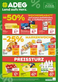 ADEG Flugblatt woche 35 Seite 1: Dr. Oetker La Mia Grande €2,69, Iglo Dorsch natur od. paniert od. Naturfilets €8,49