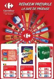 Catalog Carrefour săptămâna 34 Pagină 1: Delaco cheddar felii €8,49, Bere Carlsberg €24,99