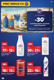 Catalog Carrefour săptămâna 34 Pagină 64: Lactovit lactourea oleo €12,79, Deodorant spray Rexona €16,87
