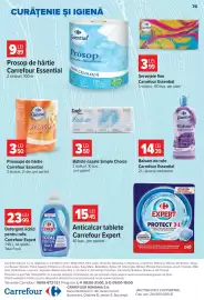 Catalog Carrefour săptămâna 34 Pagină 76: Simple Choice batiste nazale €3,50, Carrefour Essential Balsam de rufe €14,39