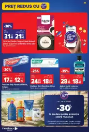 Catalog Carrefour Market săptămâna 34 Pagină 34: Listerine apă de gură €18,49, Elmex pastă de dinți sensitive €18,69