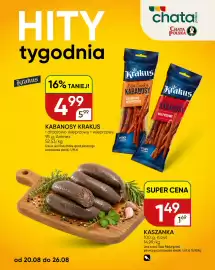 Chata Polska gazetka tydzień 34 Strona 1: Kaszanka Krzyś €1,49, Kabanosy drobiowo-wieprzowe Krakus Extra Cienkie €4,99