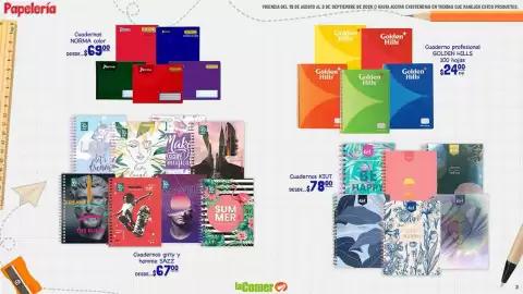 Folleto La Comer Página 3: Cuadernos kiut €78,00, Norma - cuadernos color €69,00