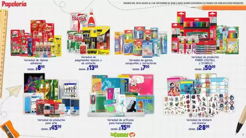 Folleto La Comer Página 7: Lápices adhesivos €8,00, Maped - gomas, sacapuntas y correctores €7,00