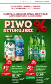 Żabka gazetka Strona 44: Piwo Żatecky Světlý Ležák, Nealko 0,0% €3,50, Piwo Heineken €4,60