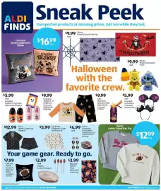 Aldi weekly ad week 35 Page 1: Kirkton House Vinyl Tablecloth €3,99, Kirkton House Go Sports Pillow or Throw €7,99