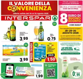 Volantino Interspar Pagina 1: Carta igienica Foxy Mega €3,99, Milk Kefir Bianco Naturale €0,99