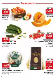 Volantino In Coop Pagina 6: Pesche gialle in vassoio €1,98, Zucchine scure €1,68
