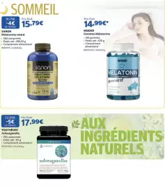 Catalogue Costco page 4: SANON Mélatonine retard €15,79, WEIDER Gommes Mélatonine €14,99