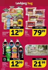 Løvbjerg tilbudsavis uge 34 Side 6: Pepsi Max el. Faxe Kondi sodavand €12,99, Gøl pølser €79,99