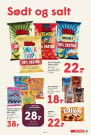 SPAR tilbudsavis uge 34 Side 19: Malaco Slikpose eller Skipper's Mini Pipes €38,00, Toffifee €22,00