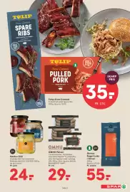 SPAR tilbudsavis uge 34 Side 5: OMHU Pølser €29,00, Gestus Sild €24,00
