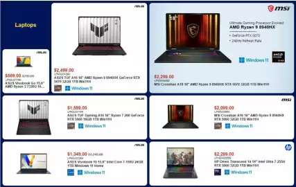 Canada Computers flyer Page 3: Msi crosshair a18 18" amd ryzen 9 8940hx rtx 5070 32gb 1tb win11h €2.299,00