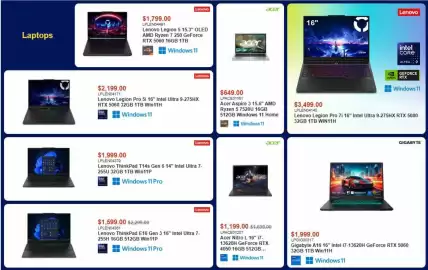 Canada Computers flyer Page 4: Lenovo Legion Pro 7i 16" Intel Ultra 9-275HX RTX 5080 32GB 1TB WIN11H €3.499,00