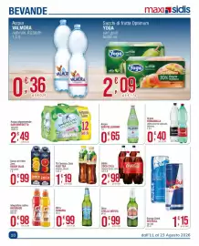 Volantino Maxi Sidis Pagina 10: Acqua Valmora naturale, frizzante €0,36, Bibite COCA COLA original taste, zero €2,98